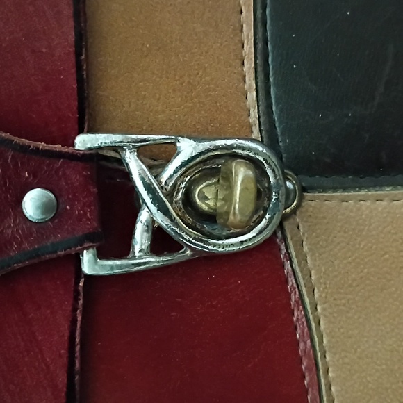 Vintage 70s Burlington Patchwork Leather Handbag - Picture 2 of 9